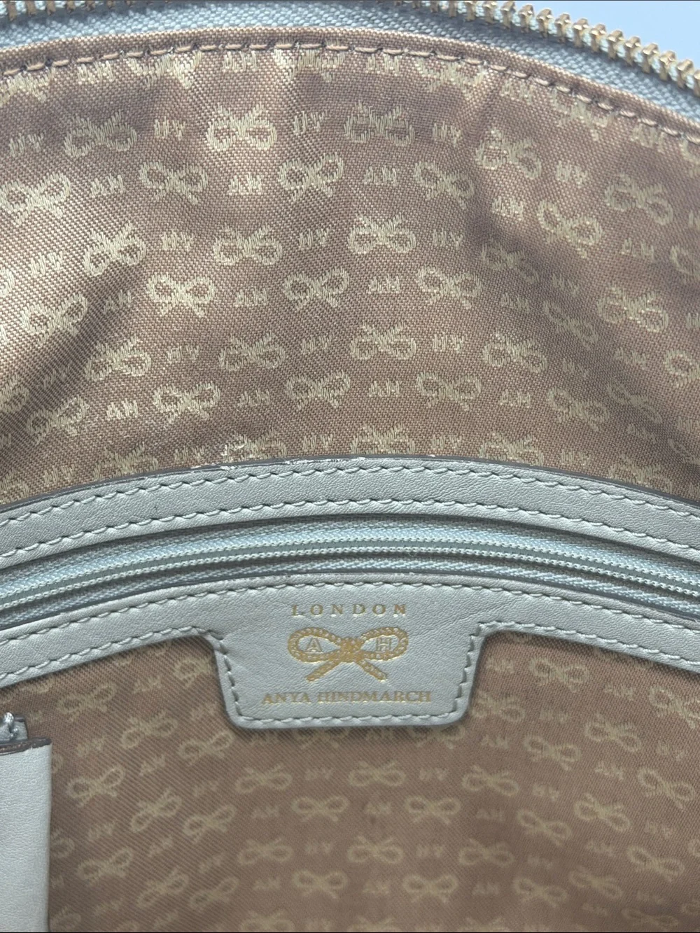 Anya Hindmarch Cream Leather Satchel with Gold Hardware